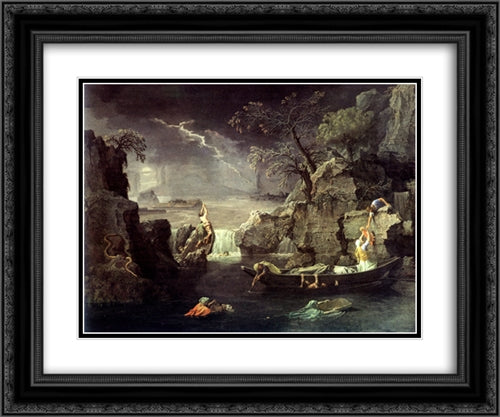 Winter (The Flood) 24x20 Black Ornate Wood Framed Art Print Poster with Double Matting by Poussin, Nicolas