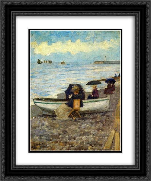 Dieppe 20x24 Black Ornate Wood Framed Art Print Poster with Double Matting by Prendergast, Maurice