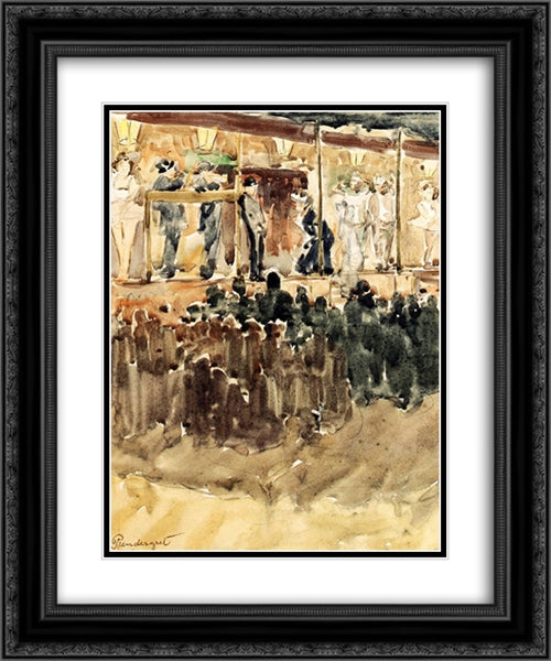 Side Show 20x24 Black Ornate Wood Framed Art Print Poster with Double Matting by Prendergast, Maurice