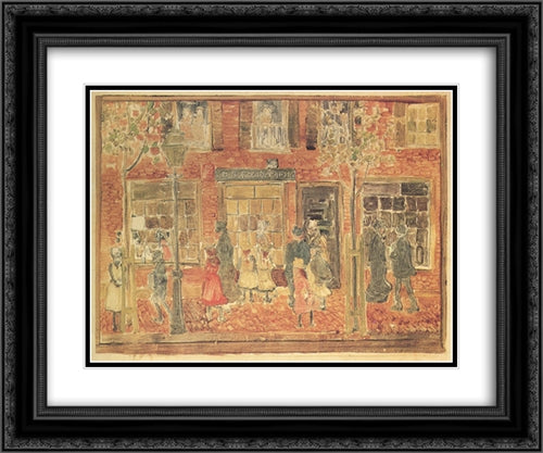 Street Scene 24x20 Black Ornate Wood Framed Art Print Poster with Double Matting by Prendergast, Maurice