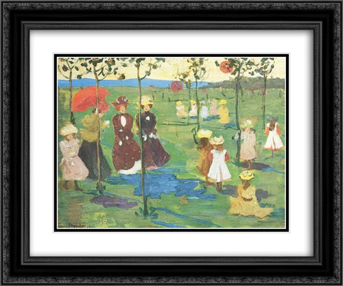 Franklin Park, Boston 24x20 Black Ornate Wood Framed Art Print Poster with Double Matting by Prendergast, Maurice