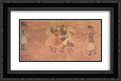 Skipping Rope 24x16 Black Ornate Wood Framed Art Print Poster with Double Matting by Prendergast, Maurice