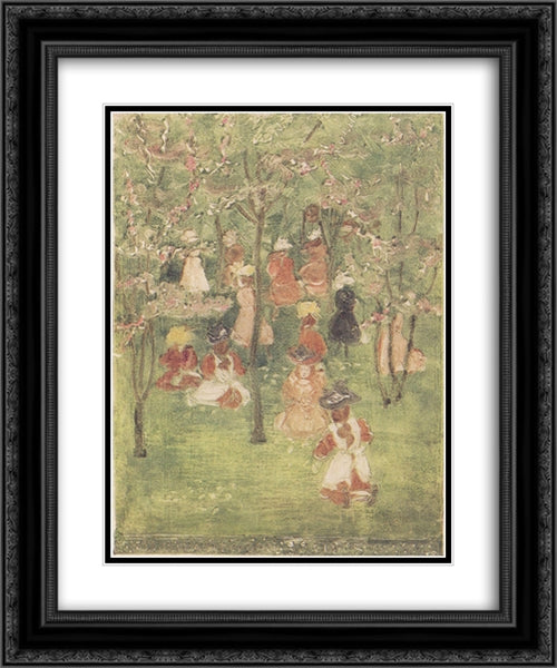 Spring in Franklin Park 20x24 Black Ornate Wood Framed Art Print Poster with Double Matting by Prendergast, Maurice