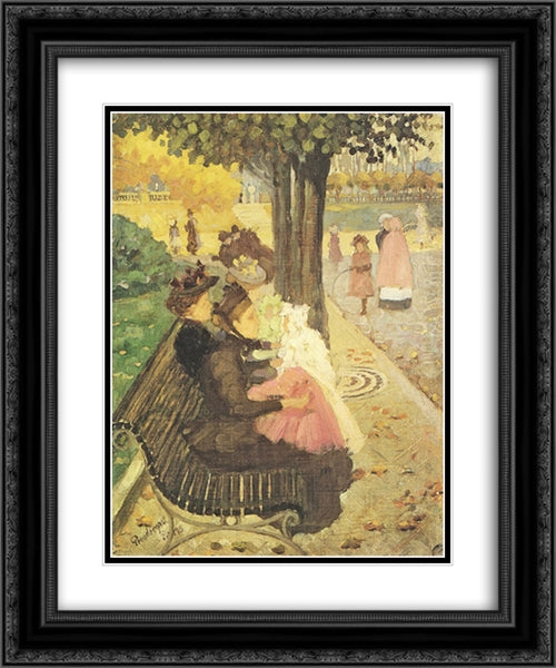 The Tuileries Gardens, Paris 20x24 Black Ornate Wood Framed Art Print Poster with Double Matting by Prendergast, Maurice