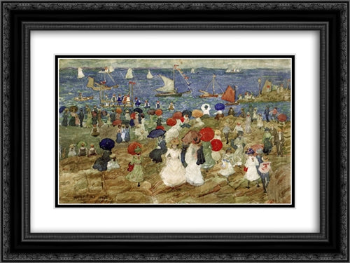 Nantasket Beach (also known as Handkerchief Point) 24x18 Black Ornate Wood Framed Art Print Poster with Double Matting by Prendergast, Maurice