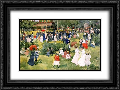 Franklin Park, Boston 24x18 Black Ornate Wood Framed Art Print Poster with Double Matting by Prendergast, Maurice