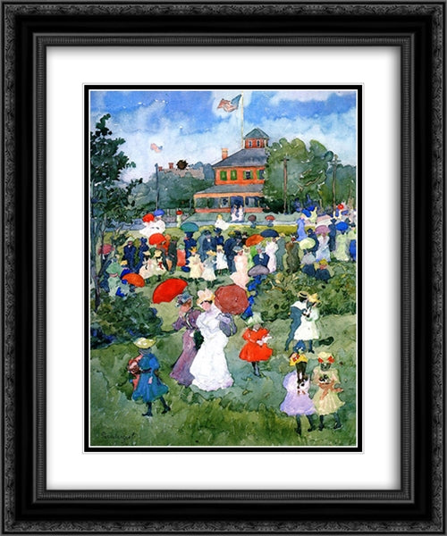 Franklin Park, Boston 20x24 Black Ornate Wood Framed Art Print Poster with Double Matting by Prendergast, Maurice