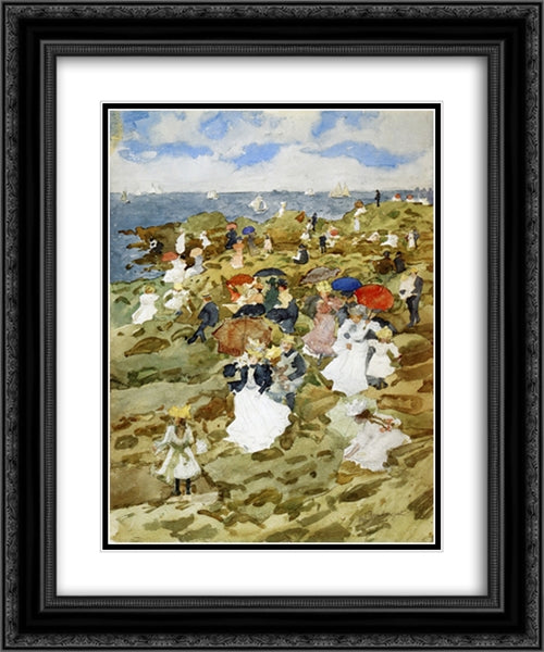 Handkerchief Point 20x24 Black Ornate Wood Framed Art Print Poster with Double Matting by Prendergast, Maurice