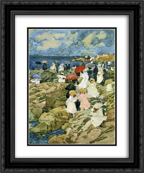 Handkerchief Point (Coastal Scene) 20x24 Black Ornate Wood Framed Art Print Poster with Double Matting by Prendergast, Maurice