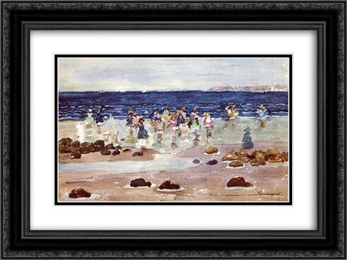 Low Tide 24x18 Black Ornate Wood Framed Art Print Poster with Double Matting by Prendergast, Maurice