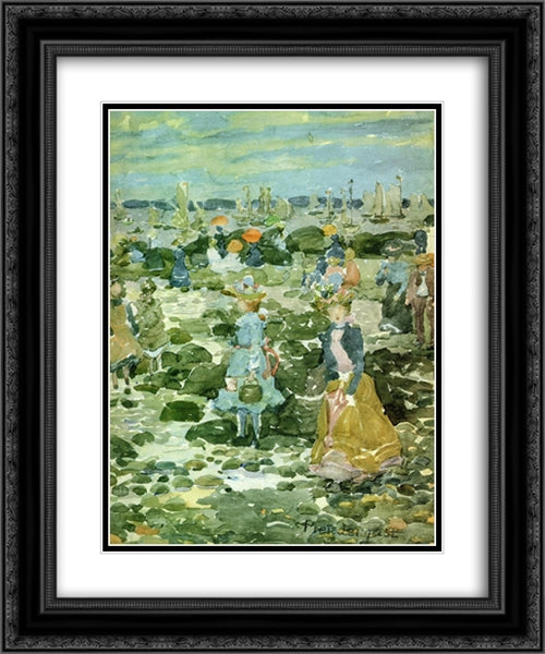 Low Tide 20x24 Black Ornate Wood Framed Art Print Poster with Double Matting by Prendergast, Maurice