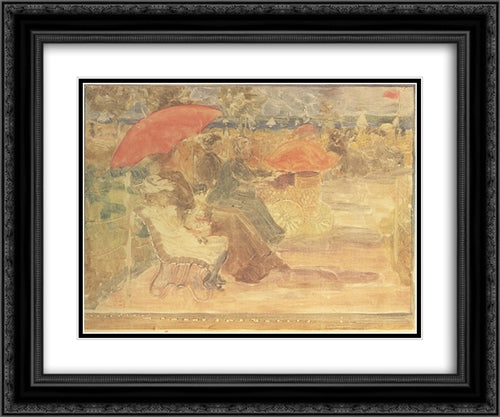 Marine Park 24x20 Black Ornate Wood Framed Art Print Poster with Double Matting by Prendergast, Maurice