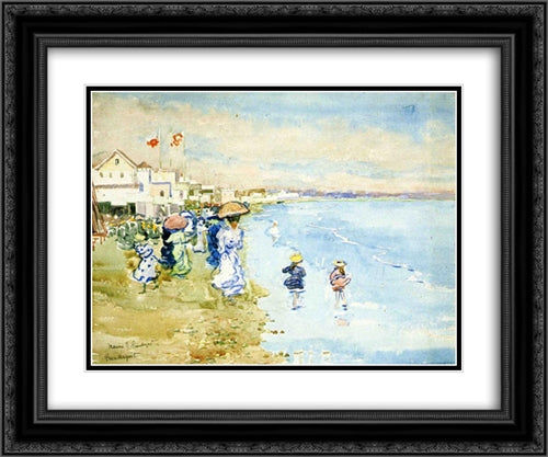 Revere Beach, Boston 24x20 Black Ornate Wood Framed Art Print Poster with Double Matting by Prendergast, Maurice