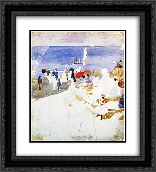 Sketch Figures on Beach (also known as Early Beach) 20x22 Black Ornate Wood Framed Art Print Poster with Double Matting by Prendergast, Maurice