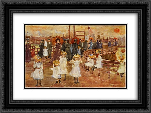 South Boston Pier 24x18 Black Ornate Wood Framed Art Print Poster with Double Matting by Prendergast, Maurice