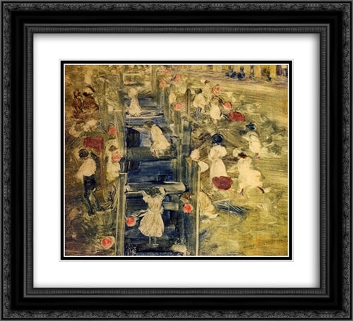 The Race 22x20 Black Ornate Wood Framed Art Print Poster with Double Matting by Prendergast, Maurice