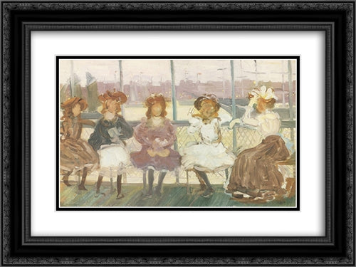 Evening on a Pleasure Boat 24x18 Black Ornate Wood Framed Art Print Poster with Double Matting by Prendergast, Maurice