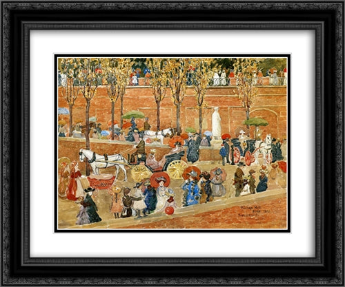 Pincian Hill, Rome (also known as Afternoon, Pincian Hill) 24x20 Black Ornate Wood Framed Art Print Poster with Double Matting by Prendergast, Maurice