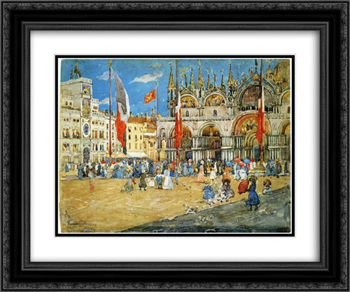 St. Mark's, Venice 24x20 Black Ornate Wood Framed Art Print Poster with Double Matting by Prendergast, Maurice