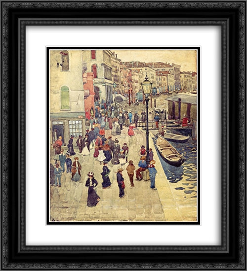 Venice 20x22 Black Ornate Wood Framed Art Print Poster with Double Matting by Prendergast, Maurice