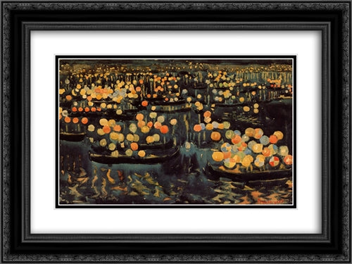 Feast of the Redeemer 24x18 Black Ornate Wood Framed Art Print Poster with Double Matting by Prendergast, Maurice