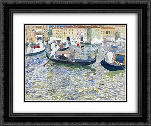 Grand Canal, Venice 24x20 Black Ornate Wood Framed Art Print Poster with Double Matting by Prendergast, Maurice