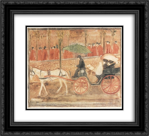 Monte Pincio 22x20 Black Ornate Wood Framed Art Print Poster with Double Matting by Prendergast, Maurice