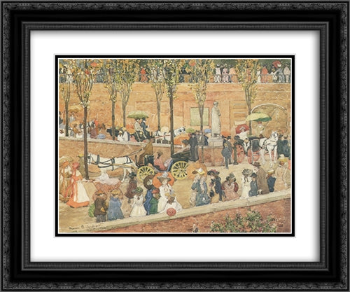 Monte Pincio, Rome 24x20 Black Ornate Wood Framed Art Print Poster with Double Matting by Prendergast, Maurice