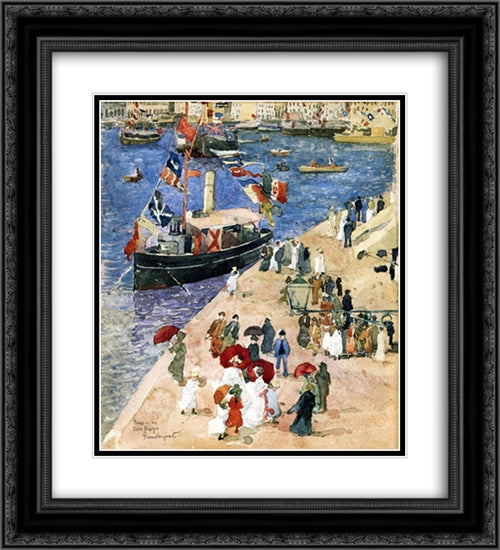 Riva San Biagio, Venice 20x22 Black Ornate Wood Framed Art Print Poster with Double Matting by Prendergast, Maurice