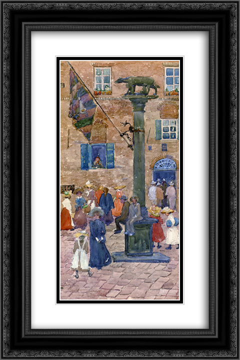 Sienna Column of the Wolf 16x24 Black Ornate Wood Framed Art Print Poster with Double Matting by Prendergast, Maurice