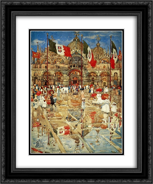 Splash of Sunshine and Rain 20x24 Black Ornate Wood Framed Art Print Poster with Double Matting by Prendergast, Maurice