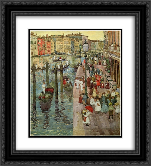 The Grand Canal, Venice 20x22 Black Ornate Wood Framed Art Print Poster with Double Matting by Prendergast, Maurice