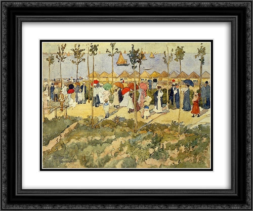 The Lido, Venice 24x20 Black Ornate Wood Framed Art Print Poster with Double Matting by Prendergast, Maurice