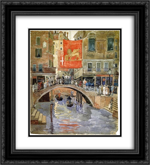 Venice 20x22 Black Ornate Wood Framed Art Print Poster with Double Matting by Prendergast, Maurice