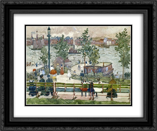 East River Park 24x20 Black Ornate Wood Framed Art Print Poster with Double Matting by Prendergast, Maurice