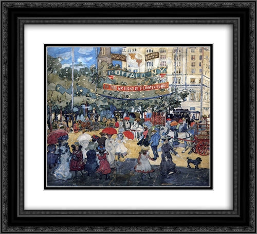 Madison Square, Buffalo, New York 22x20 Black Ornate Wood Framed Art Print Poster with Double Matting by Prendergast, Maurice