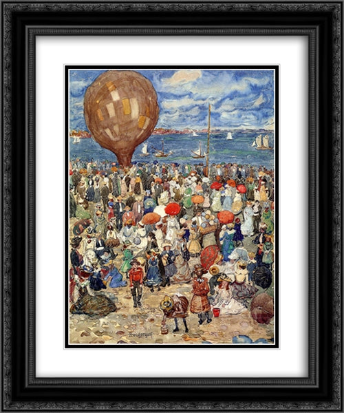 The Balloon 20x24 Black Ornate Wood Framed Art Print Poster with Double Matting by Prendergast, Maurice