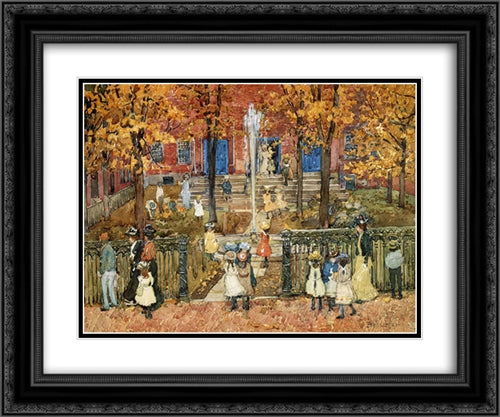 West Church, Boston (also known as Red School House, Boston or West Church at Cambridge and Lynde Streets) 24x20 Black Ornate Wood Framed Art Print Poster with Double Matting by Prendergast, Maurice