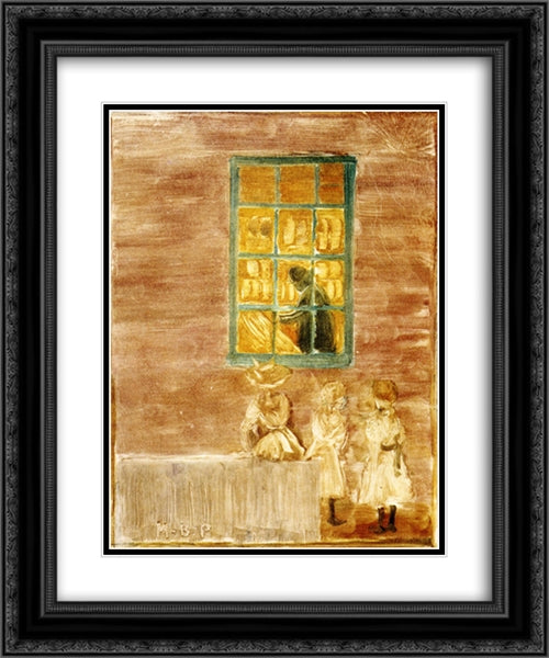 Shadow (also known as Children by a Window) 20x24 Black Ornate Wood Framed Art Print Poster with Double Matting by Prendergast, Maurice