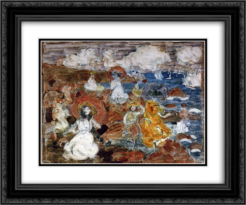 Summer Day 24x20 Black Ornate Wood Framed Art Print Poster with Double Matting by Prendergast, Maurice