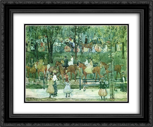 The Bridle Path, Central Park 24x20 Black Ornate Wood Framed Art Print Poster with Double Matting by Prendergast, Maurice