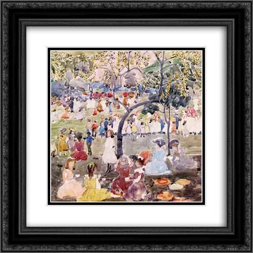 In the Park 20x20 Black Ornate Wood Framed Art Print Poster with Double Matting by Prendergast, Maurice