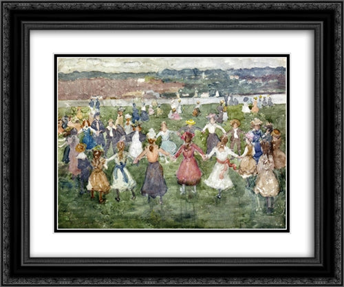 May Day 24x20 Black Ornate Wood Framed Art Print Poster with Double Matting by Prendergast, Maurice