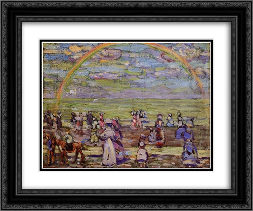 Rainbow 24x20 Black Ornate Wood Framed Art Print Poster with Double Matting by Prendergast, Maurice