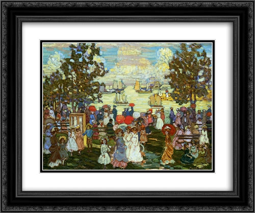 Salem Willows (also known as The Promenade, Salem Harbor) 24x20 Black Ornate Wood Framed Art Print Poster with Double Matting by Prendergast, Maurice