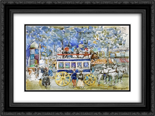 The Paris Omnibus 24x18 Black Ornate Wood Framed Art Print Poster with Double Matting by Prendergast, Maurice