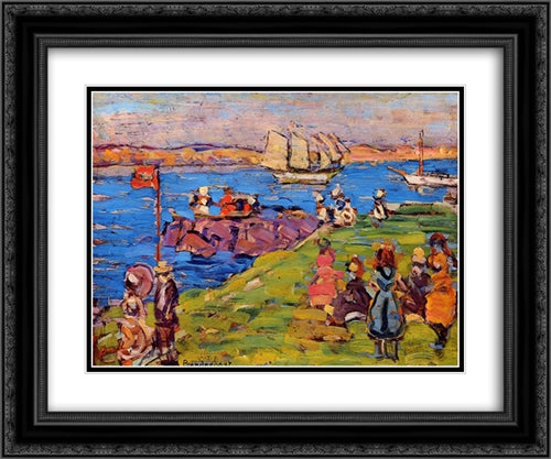 Harbor, Afternoon 24x20 Black Ornate Wood Framed Art Print Poster with Double Matting by Prendergast, Maurice