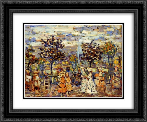 In the Luxembourg Gardens 24x20 Black Ornate Wood Framed Art Print Poster with Double Matting by Prendergast, Maurice