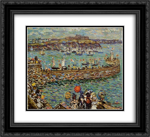 Lighthouse at St. Malo 22x20 Black Ornate Wood Framed Art Print Poster with Double Matting by Prendergast, Maurice