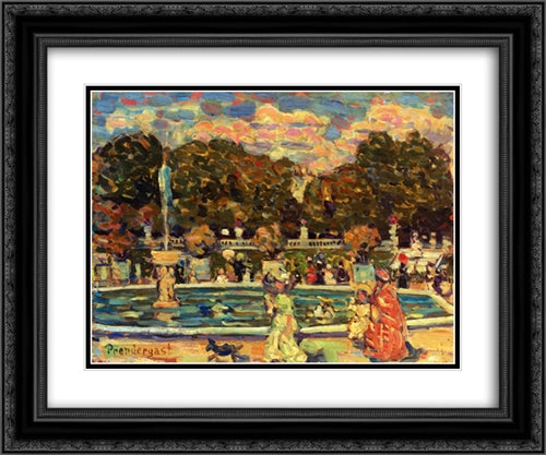 Luxembourg Gardens 24x20 Black Ornate Wood Framed Art Print Poster with Double Matting by Prendergast, Maurice